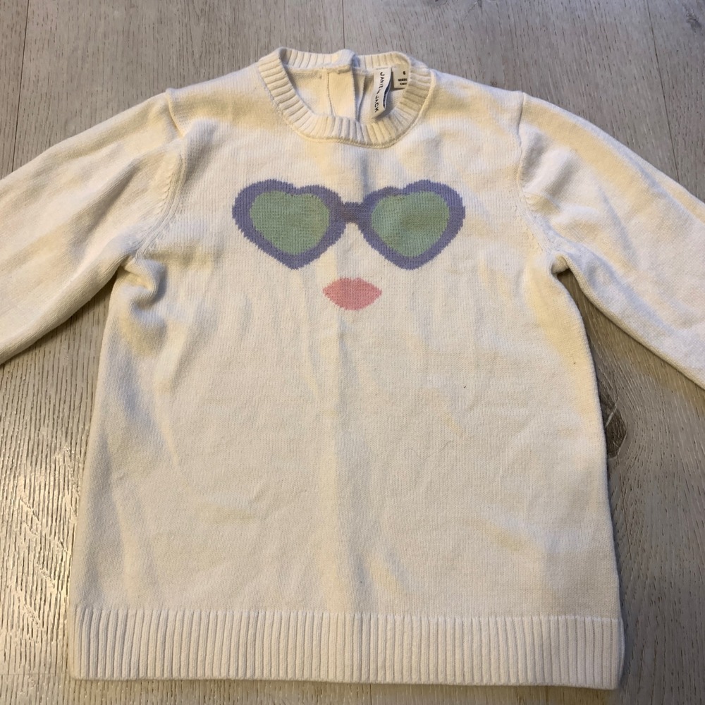 Janie and Jack Girl‎ Cream And Sugar Heart Sunnies Sweater